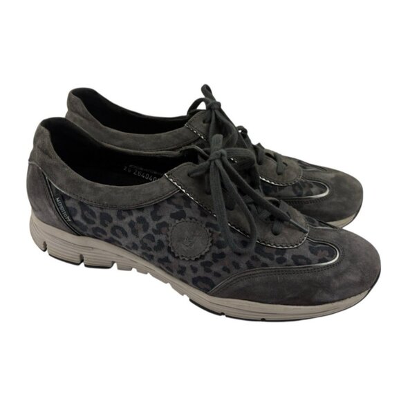 *Mephisto Runnoff Yael Leopard Pring Leather Sneakers Womens 10.5 Gray Comfort - Picture 1 of 11